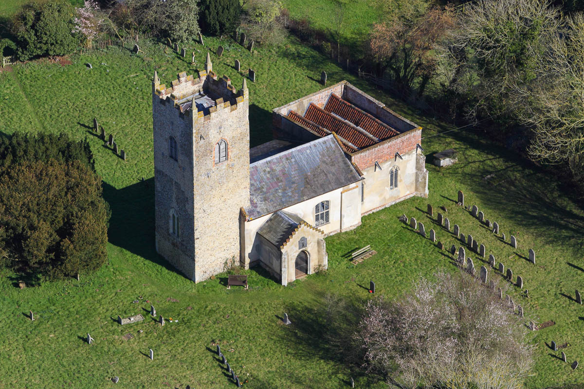  Aerial view of All Saints Church Hethel 
